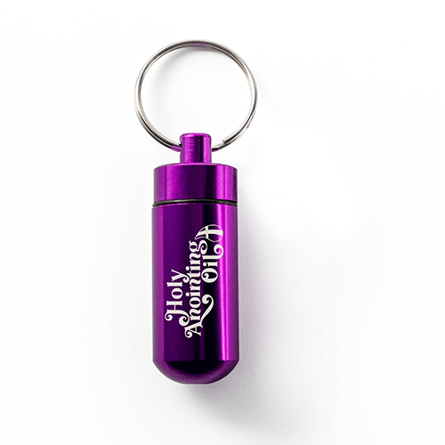 Oil Vial Keyring showing keyring vial holder