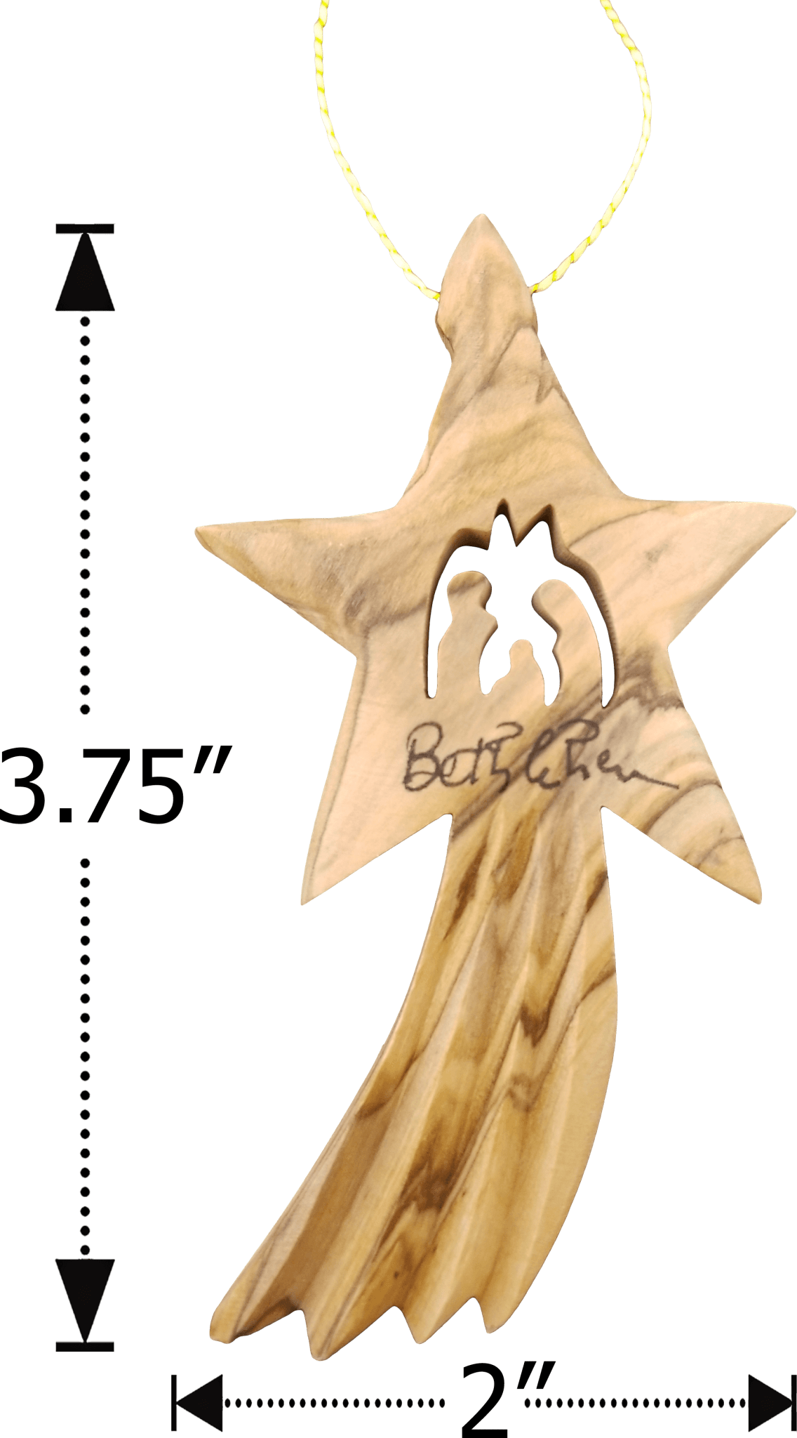 Olive Wood Bethlehem Shooting Star Nativity 4" Ornament