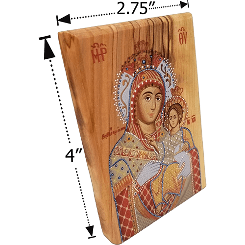 Virgin Mary of Bethlehem Olive Wood Color Icon