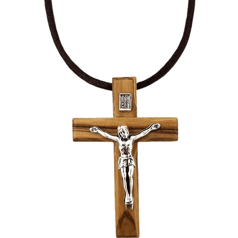 Olive Wood Crucifix Necklace