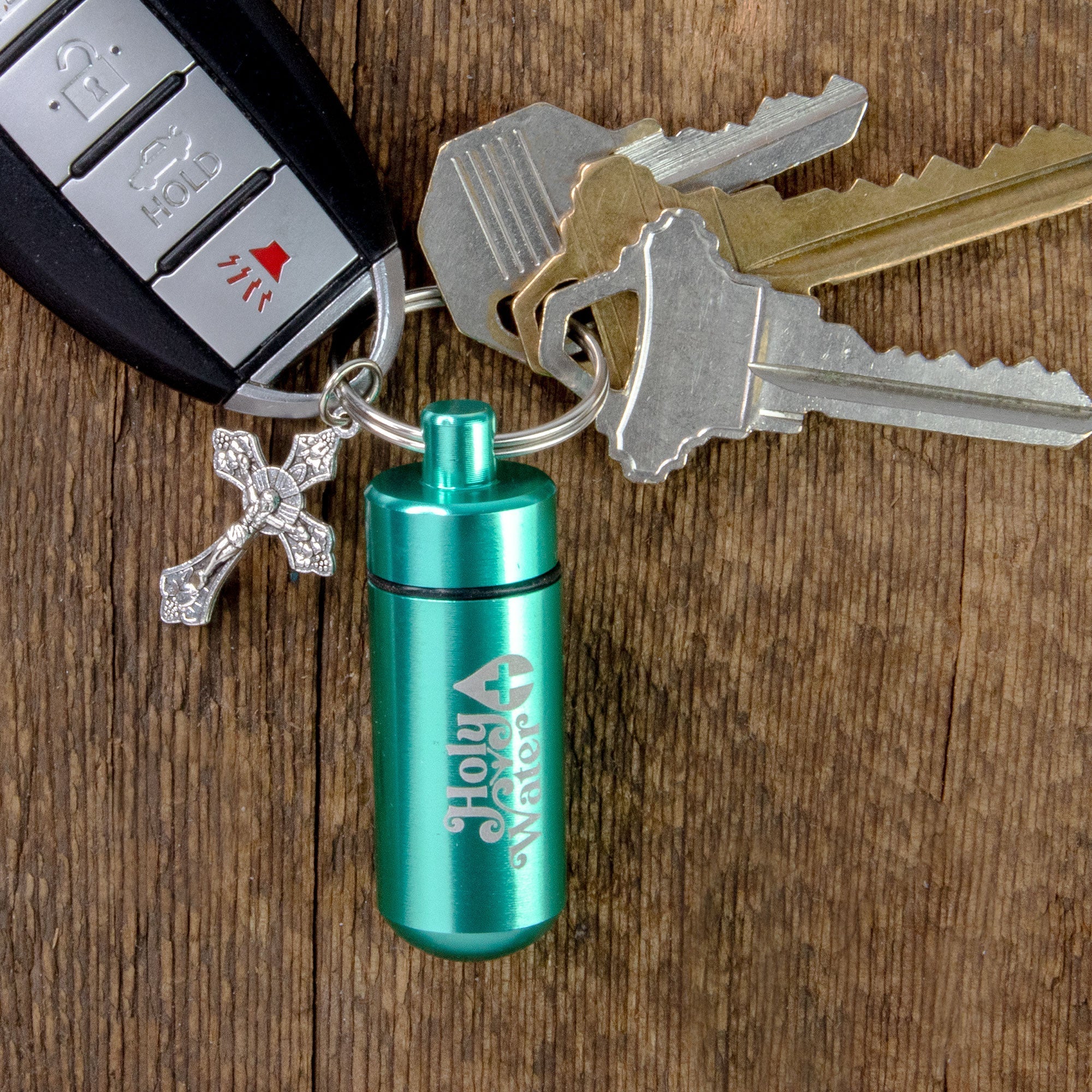 Catholic Holy Water Bottle Keychain Kit - Turquoise, Bulk Set of 3
