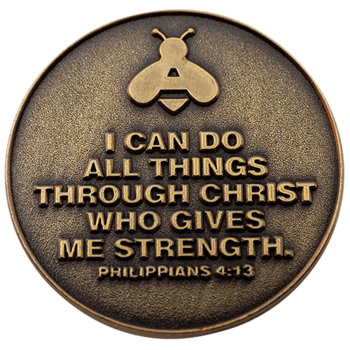Spelling Bee Christian Antique Gold Plated School Coin - Philippians 4:13