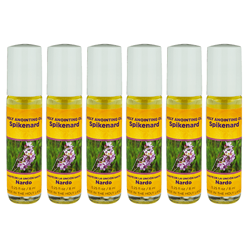 Spikenard Anointing Oil from Israel, Bulk Set of 6 Roll On Bottles, 1/4 oz Each, Made in the Holy Land of Jerusalem, Prayer Gift for Pastors & Priests, Aceite Ungido de Nardo