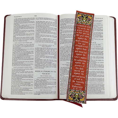 Armor of God, Woven Fabric Christian Bookmark - Ephesians 6:11-12