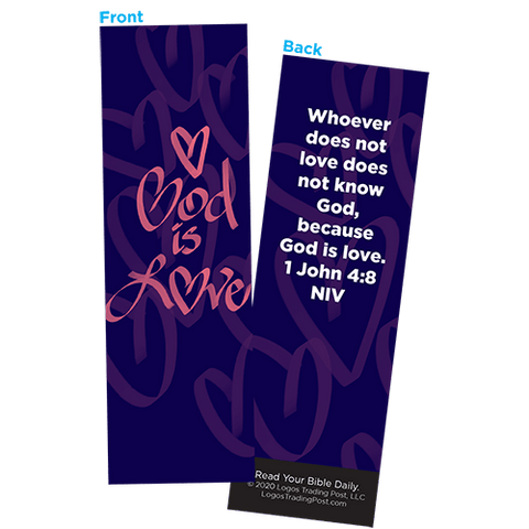Children and Youth Bookmark, God is Love, 1 John 4:8, Pack of 25, Handouts for Classroom, Sunday School, and Bible Study