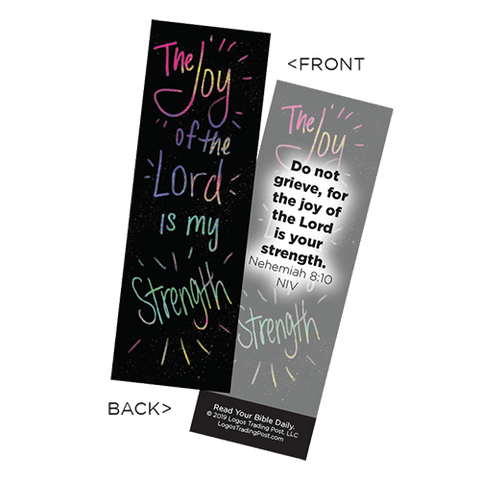 Children's Christian Bookmark, The Joy of the Lord is My Strength, Nehemiah 8:10 - Pack of 25 - Christian Bookmarks