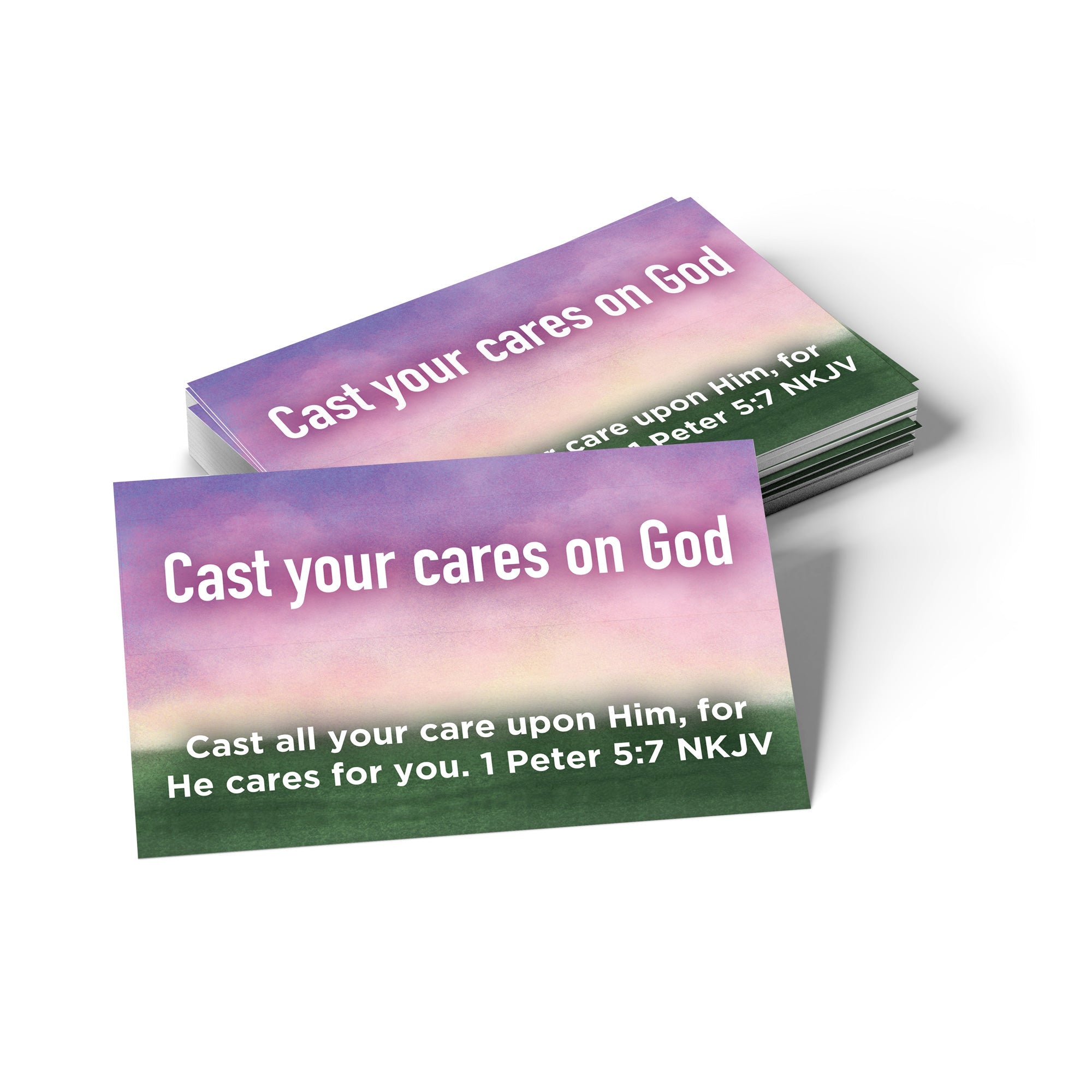 Children and Youth, Pass Along Scripture Cards, Cast Your Cares on God, 1 Peter 5:7, Pack of 25