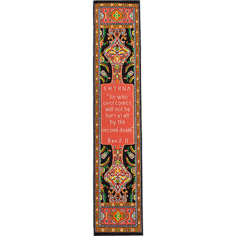 Woven Fabric Christian Bookmark: Smyrna - Promises Of The Seven Churches Of Revelations - Revelations 2:11