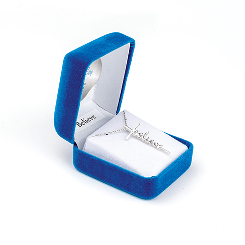 Believe Cross Necklace, Words of Life Sterling Silver Pendant Necklace
