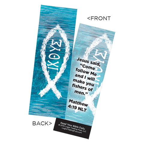 Children's Christian Bookmark, IXOYE (ICHTHUS), Matthew 4:19 - Pack of 25