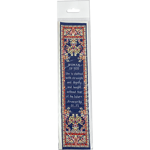 Woman of God, Woven Fabric Christian Bookmark, Proverbs 31:25