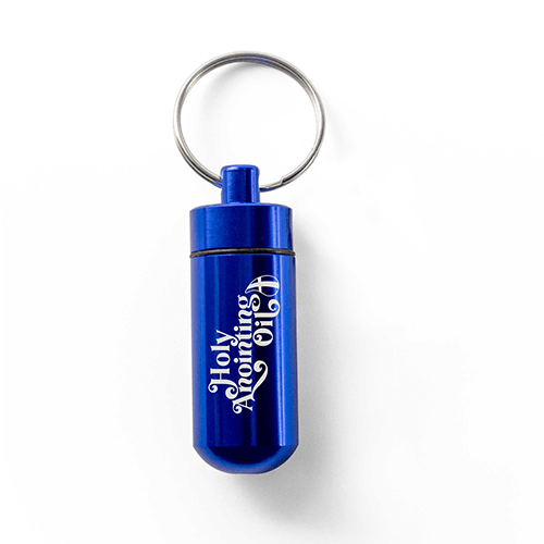 Oil Vial Keyring showing keyring vial holder