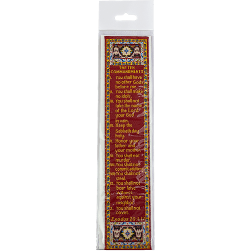 The Ten Commandments, Bulk Pack of 4 Woven Fabric Bible Verse Bookmarks, Silky Soft & Flexible Religious Bookmarkers for Novels Books & Bibles, Memory Verse Gift, Traditional Turkish Woven Design