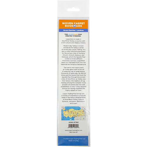 turkish tapestry-style woven bookmark in packaging