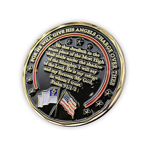 Firefighter Appreciation Gold Plated Challenge Coin back slightly tilted