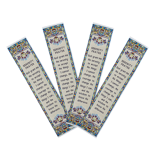 Serenity Prayer, Bulk Pack of 4 Woven Fabric Bible Verse Bookmarks, Silky Soft & Flexible Religious Bookmarkers for Novels Books & Bibles, Memory Verse Gift, Traditional Turkish Woven Design