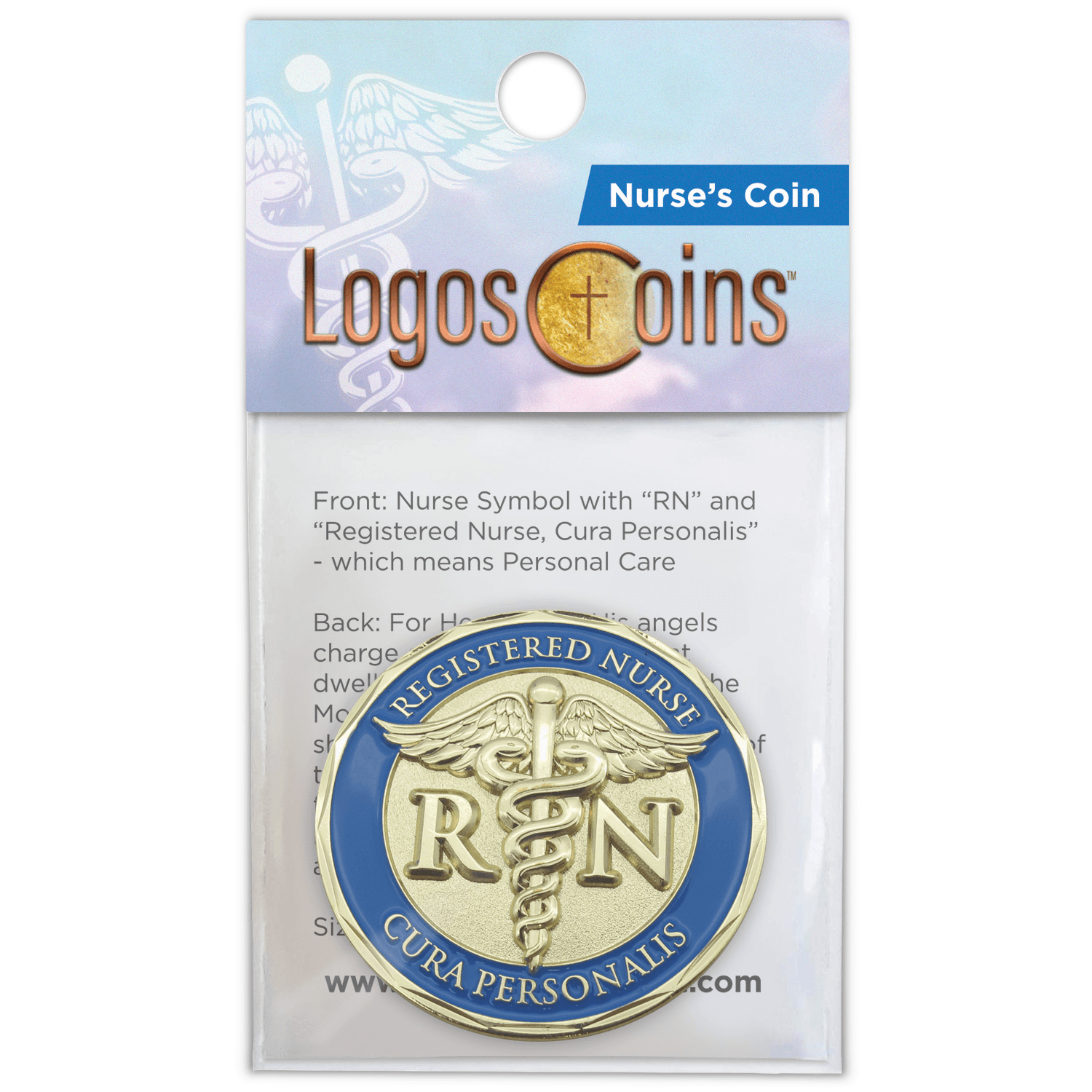 Nurse Gold Plated Challenge Coin With Psalm 91 and Cura Personalis