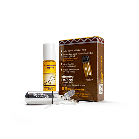 Myrrh Anointing Oil from Israel, Deluxe Gift Box Set - Silver