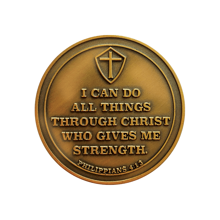 The Task Ahead Antique Gold Plated Challenge Coins - Philippians 4:13