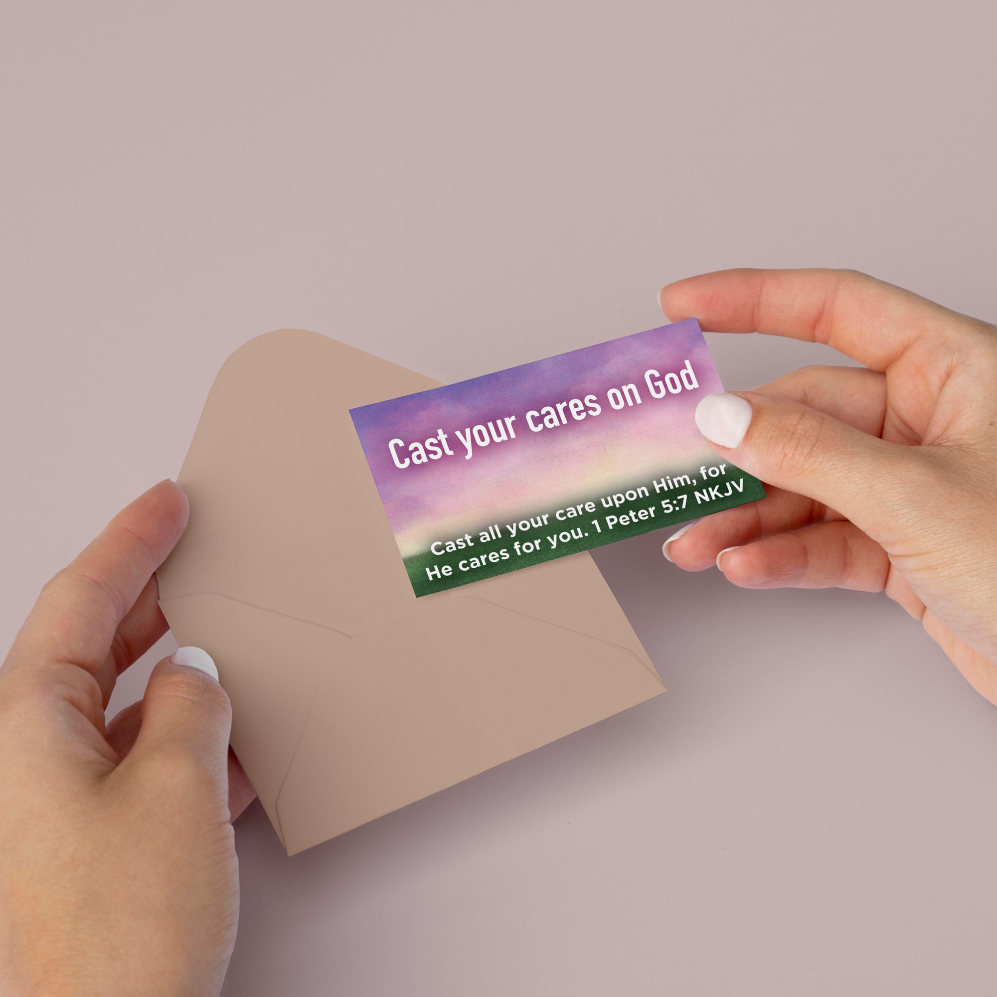 Children and Youth, Pass Along Scripture Cards, Cast Your Cares on God, 1 Peter 5:7, Pack of 25