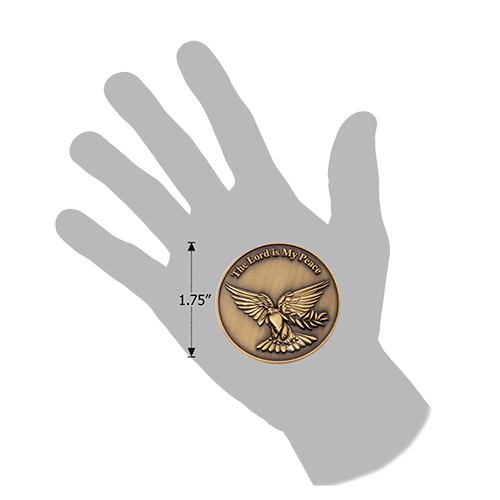 The Lord is my Peace Antique Gold Plated Christian Coin with Dove and Olive Branch  - John 14:27