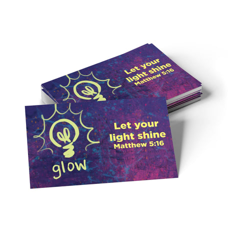 Children and Youth, Pass Along Scripture Cards, Glow, Matthew 5:16 Pack of 25