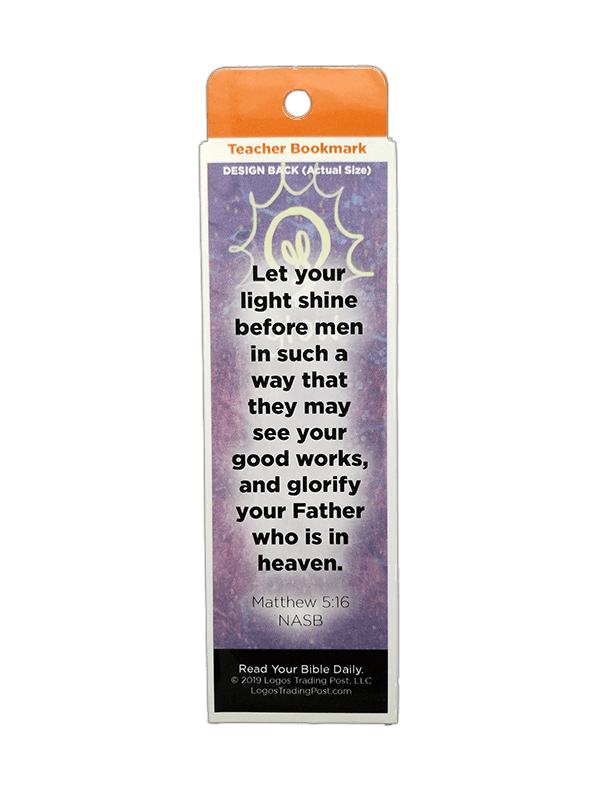 Children's Christian Bookmark, Glow, Matthew 5:16 - Pack of 25 - Logos Trading Post, Christian Gift