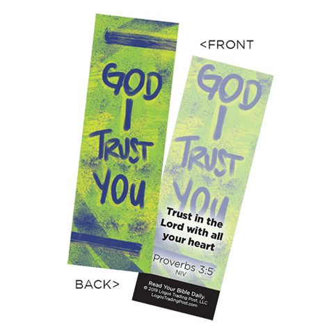 Children's Christian Bookmark, God I Trust You, Proverbs 3:5 - Pack of 25 - Christian Bookmarks
