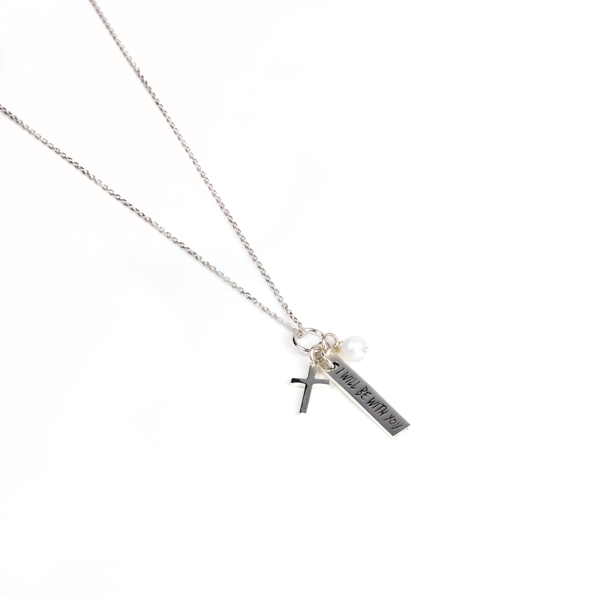 I Will Be With You, Sterling Silver Scripture Cross Necklace