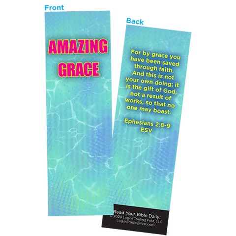 Children and Youth Bookmark, Amazing Grace, Ephesians 2:8-9, Pack of 25, Handouts for Classroom, Sunday School, and Bible Study