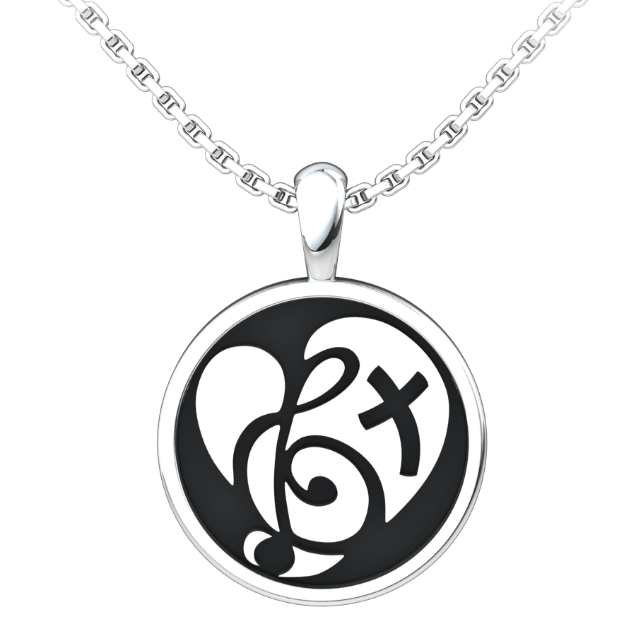 Love and Music Sterling Silver Pendant with 18 inch chain