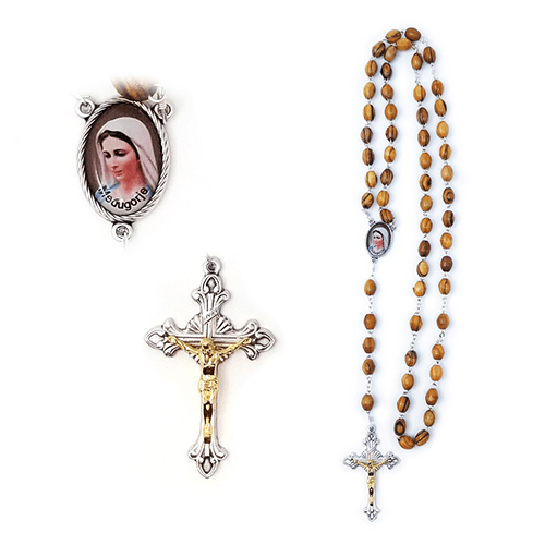 Olive Wood Rosary with Virgin Mary Medjugorje Oval Medal