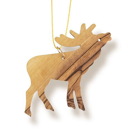 Caribou Christmas Ornament, Holy Land Olive Wood