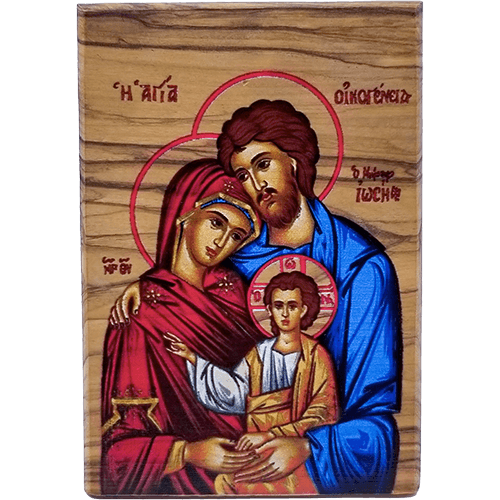Holy Family Olive Wood Color Icon