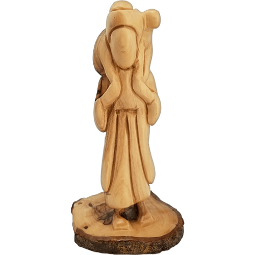 Holy Land Olive Wood Statue - Shepherd Boy King David front view