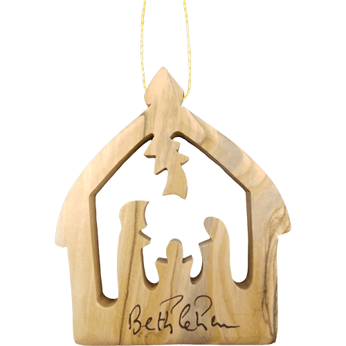Olive Wood Bethlehem Nativity 3" Ornament