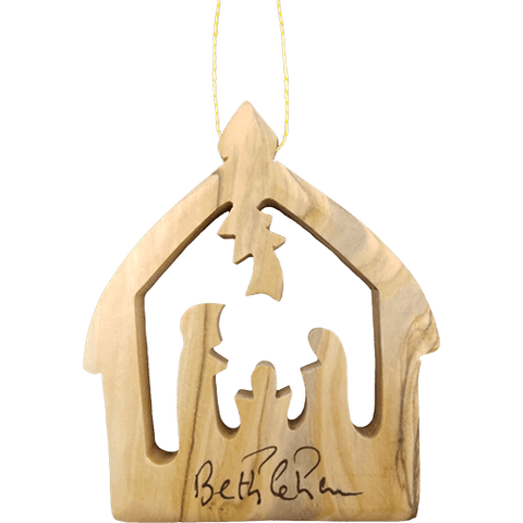 Olive Wood Bethlehem Nativity 3" Ornament