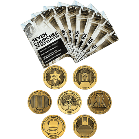 Bible Study Set, The Seven Churches of Revelation, 7 Study Booklets & 7 Challenge Coins, Bulk Bible Study Supplies for Men & Women, Christian Group Devotional Gift Set, Early Church Life Applications