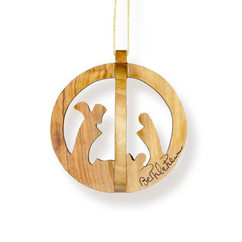 Holy Family Bulb Nativity, 3D Olive Wood Christmas Ornament