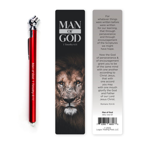 Man of God Tire Pressure Gauge with Bookmark - Red