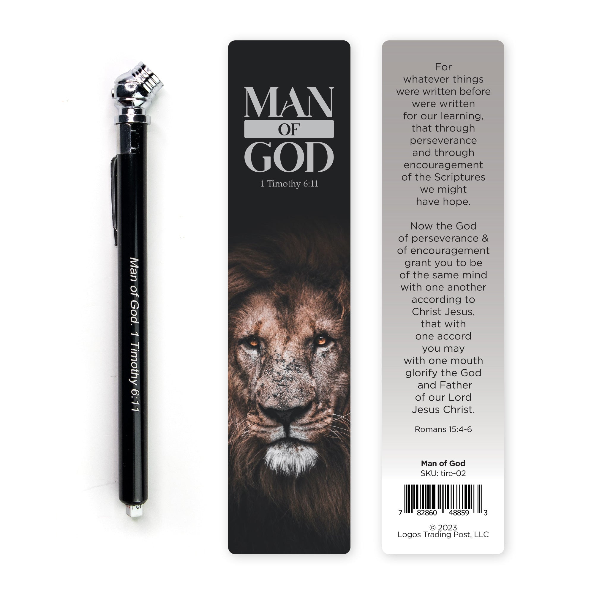 Man of God Tire Pressure Gauge with Bookmark - Black