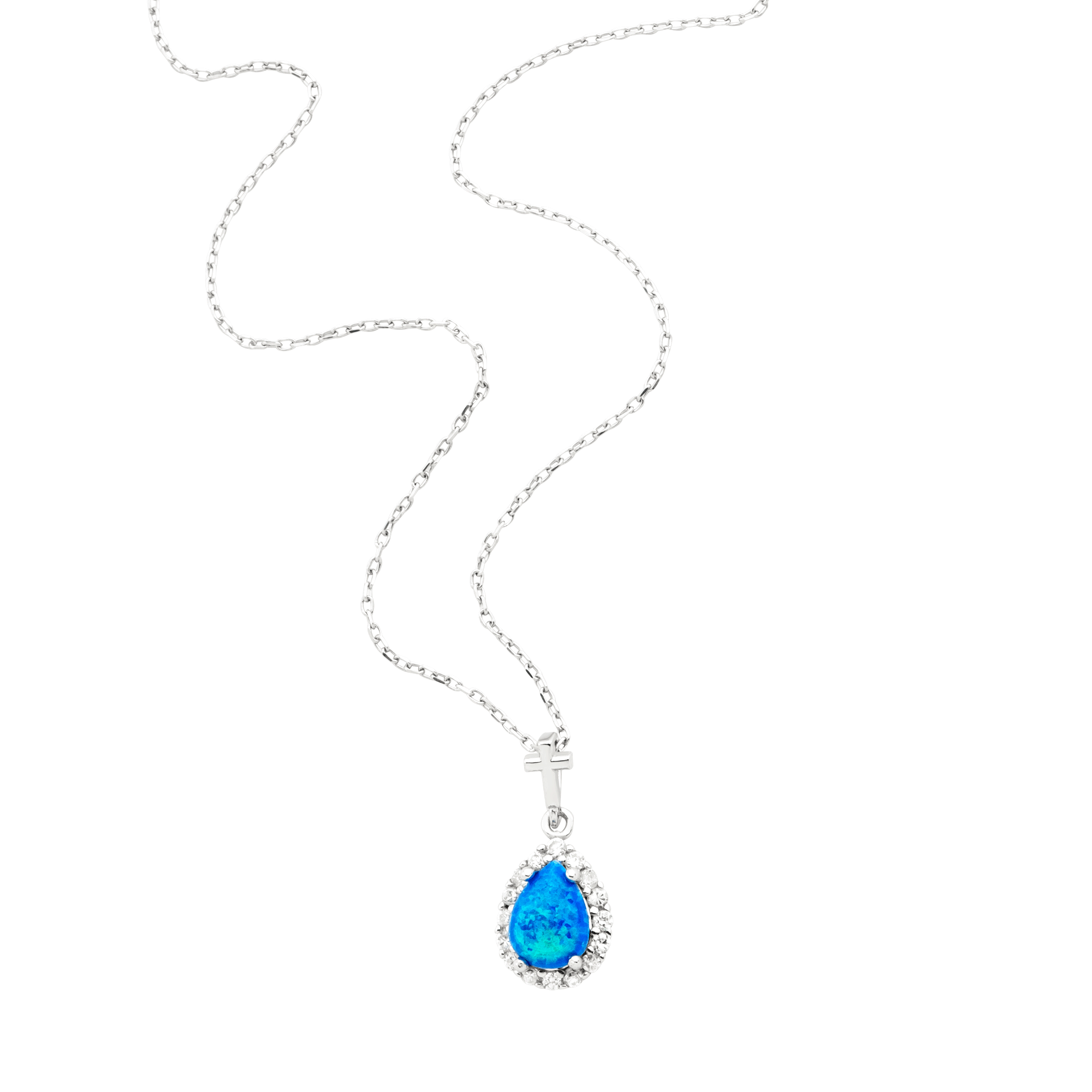 Teardrop Blue Opal with CZ Accents