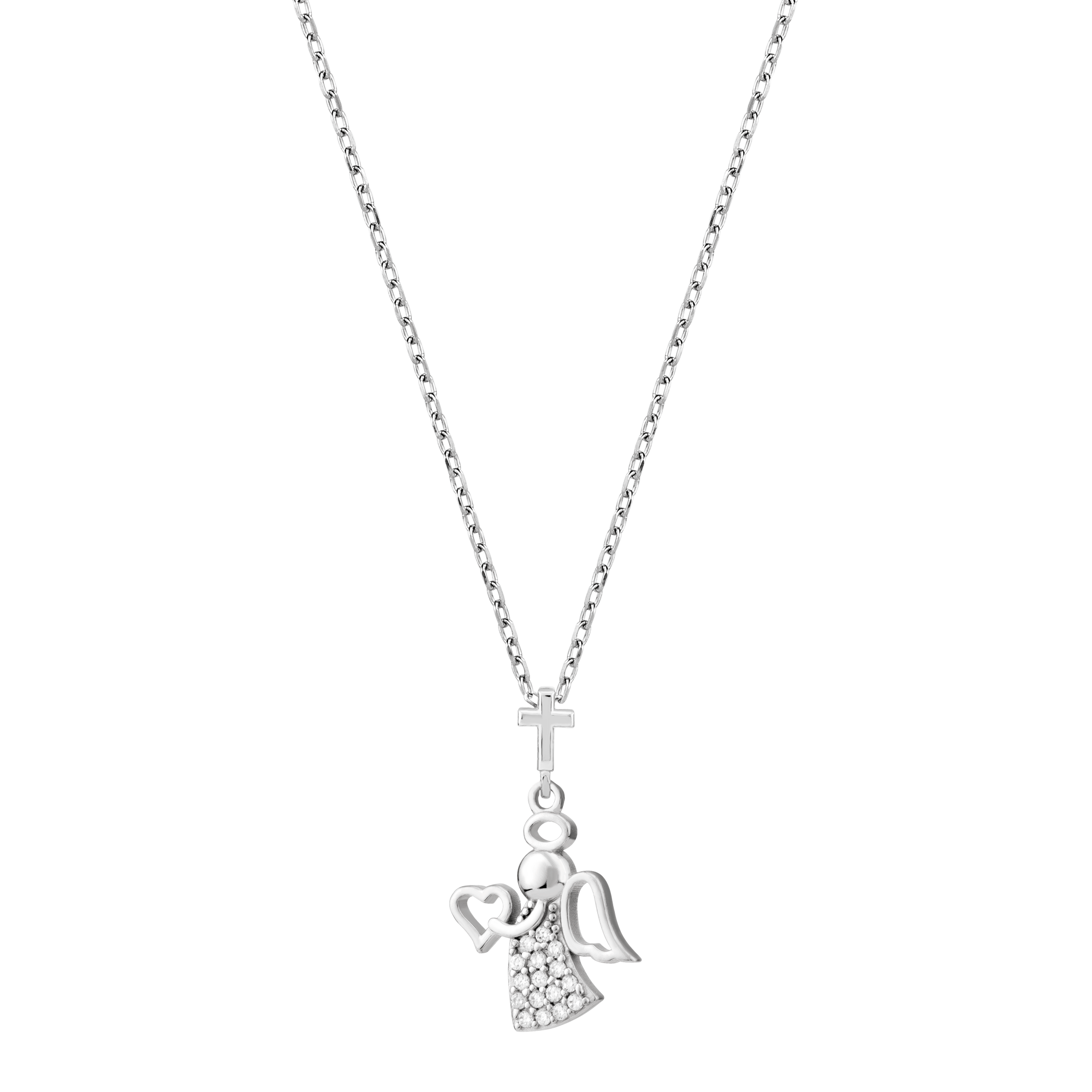 Angel Holding Heart with CZ Accents