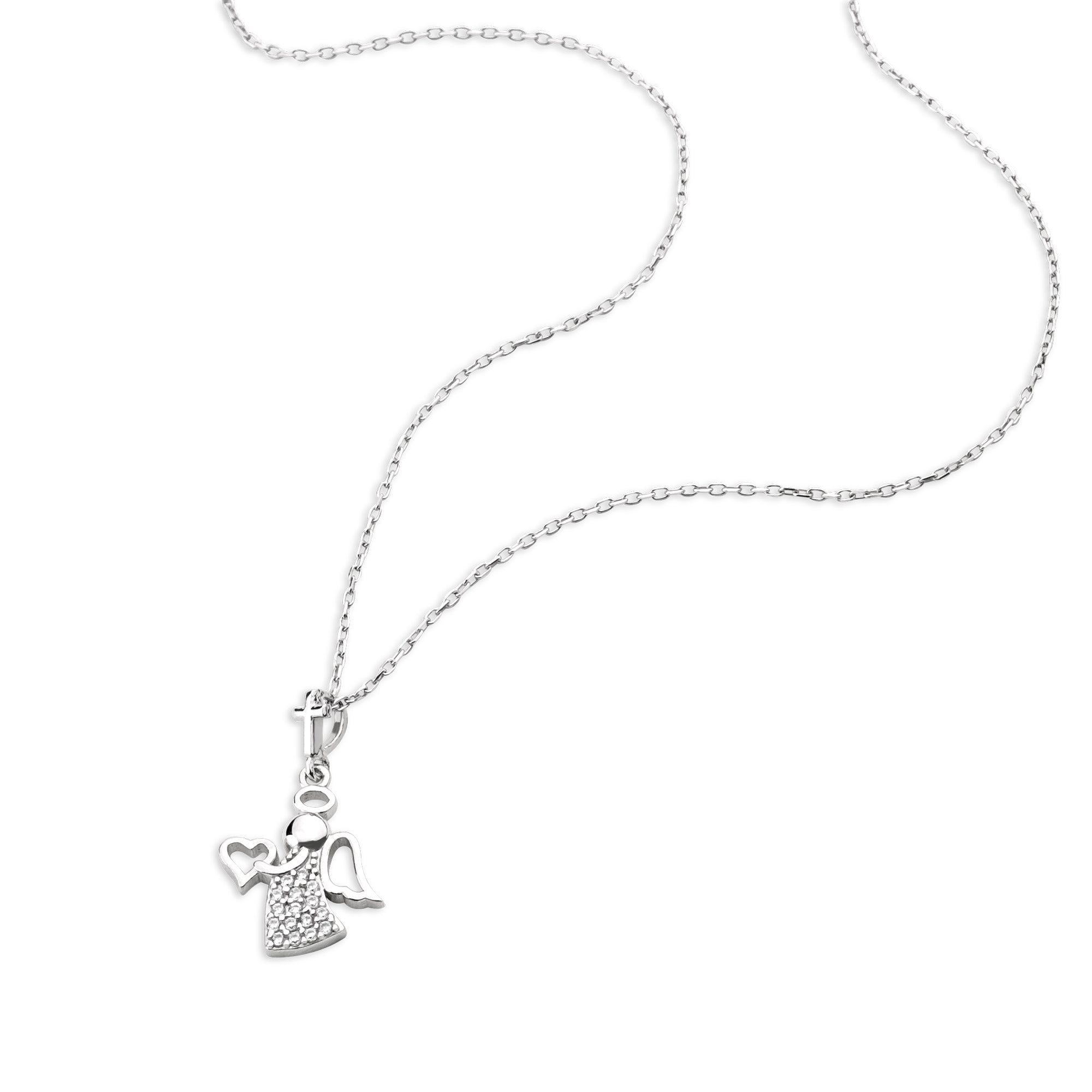 Angel Holding Heart with CZ Accents