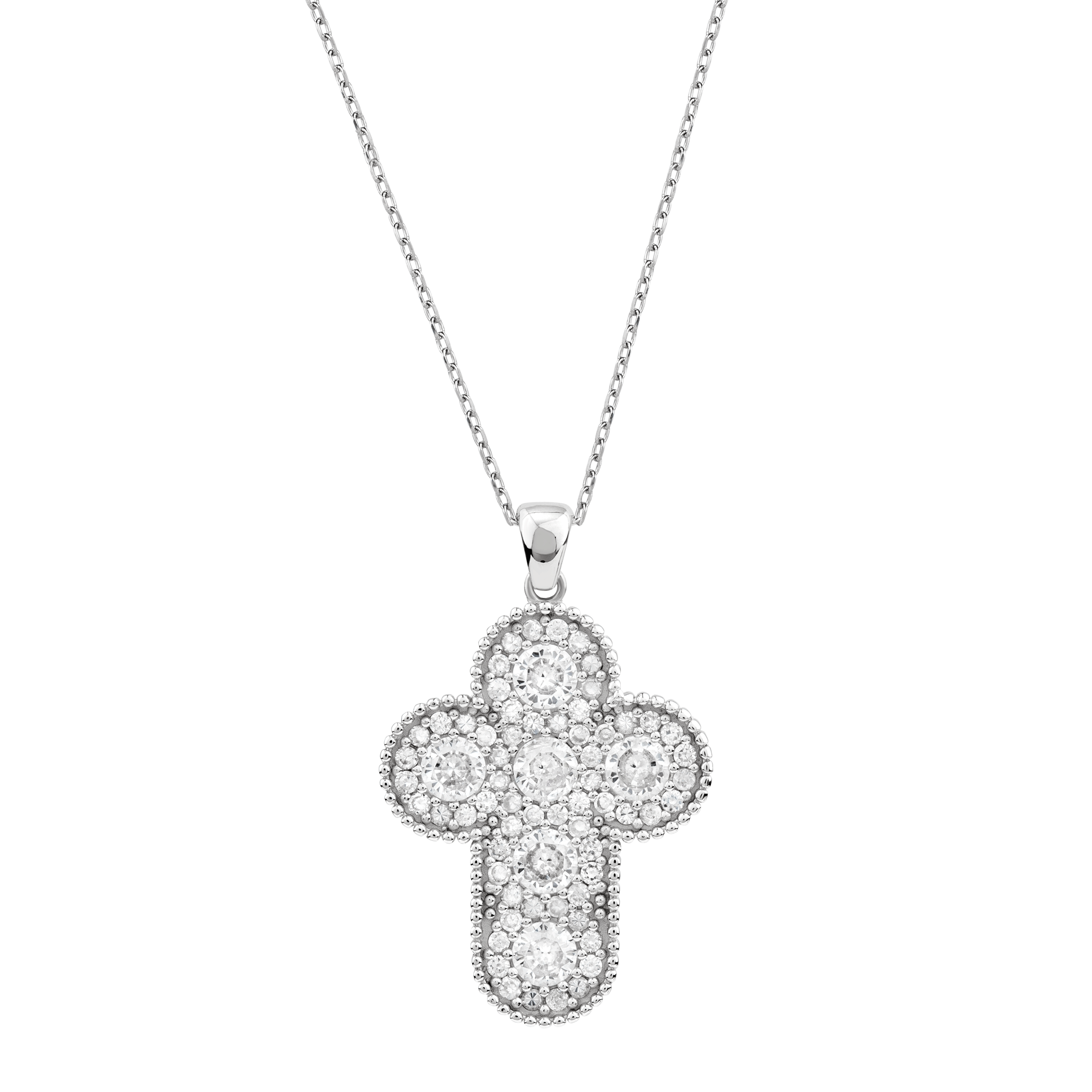 Rounded Cross with CZ Accents