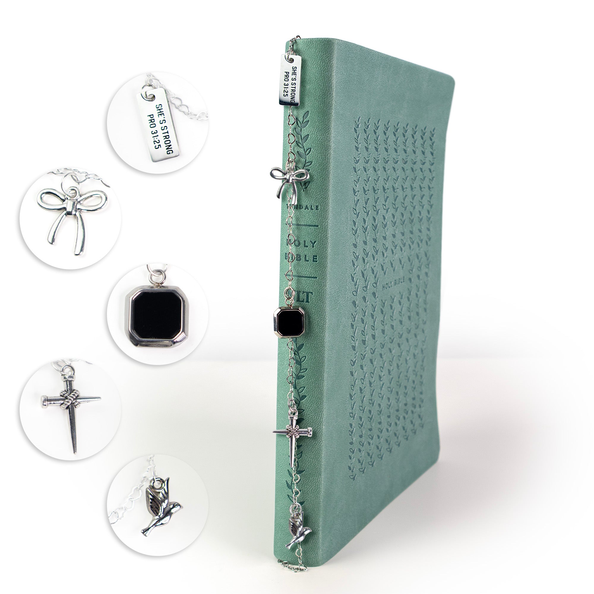 Logos Tap Bible Charm - She is Strong, Silver