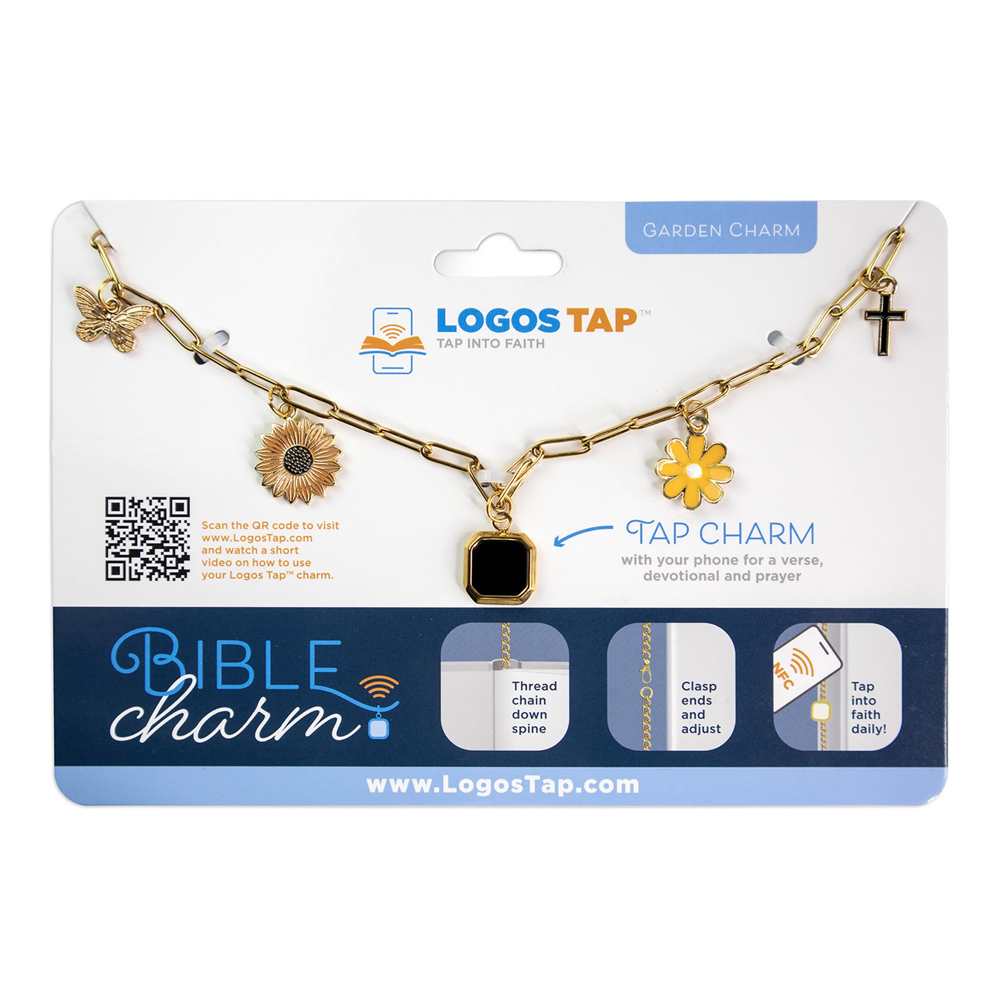 Logos Tap Bible Charm - Garden Charm, Gold