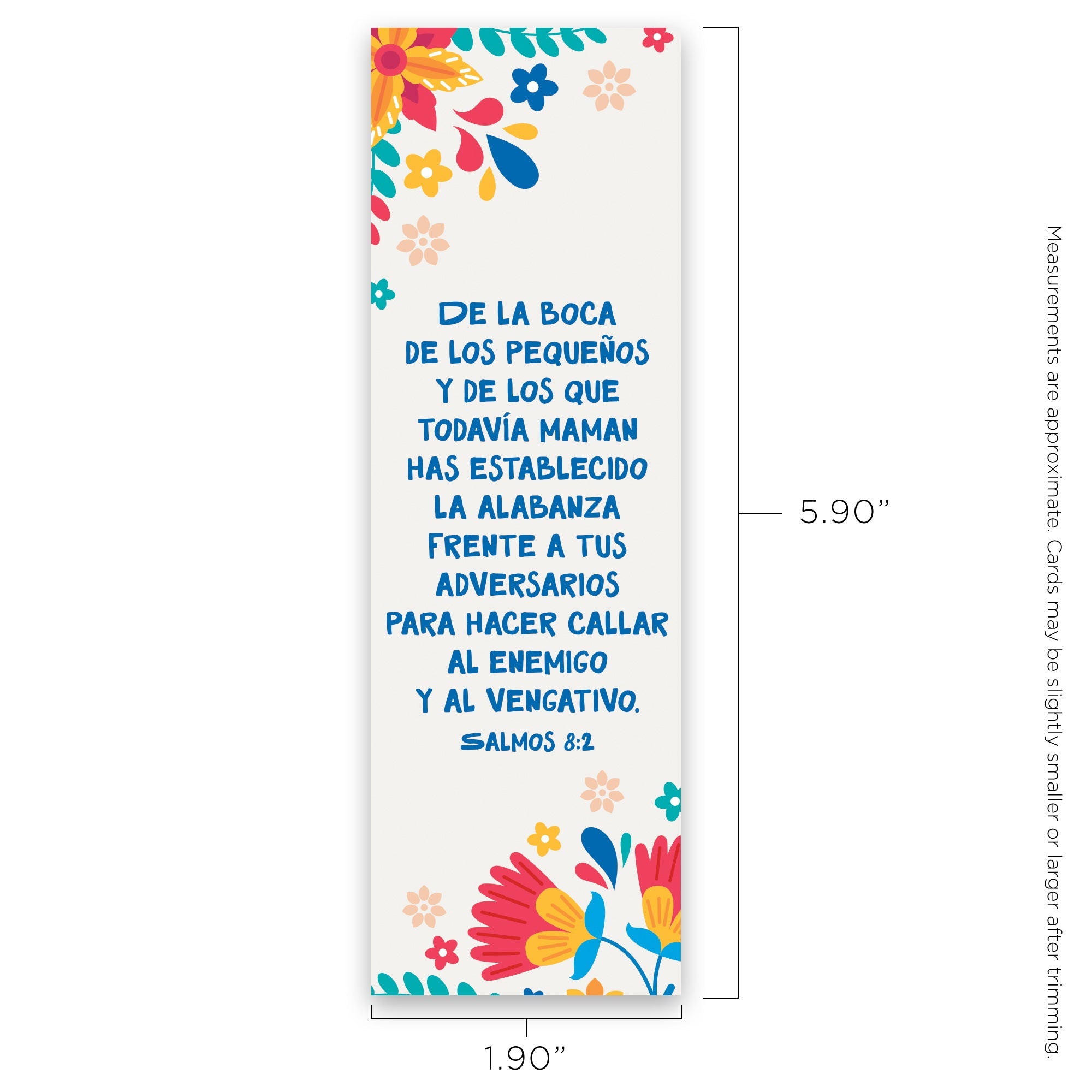 Spanish Bookmark, Psalm 8:2 and Proverbs 22:6, Pack of 25
