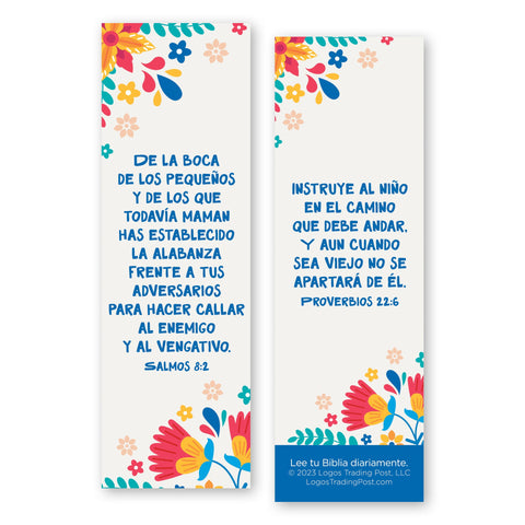 Spanish Bookmark, Psalm 8:2 and Proverbs 22:6, Pack of 25