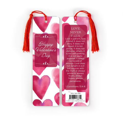 Happy Valentine's Day Tasseled Bookmark – 1 Corinthians 13:4-8